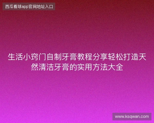 生活小窍门自制牙膏教程分享轻松打造天然清洁牙膏的实用方法大全